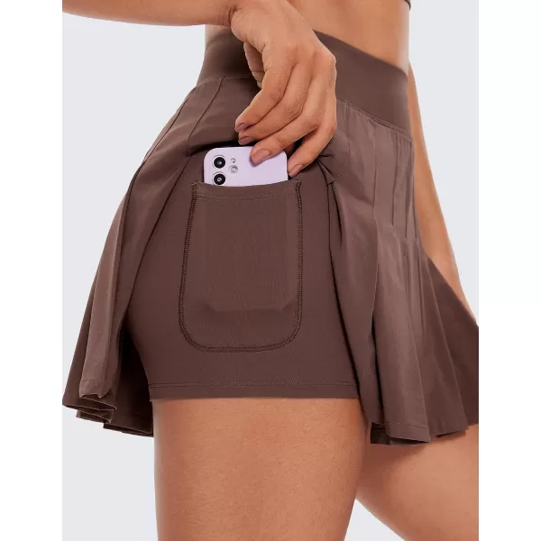 CRZ YOGA Cute Pleated Skirts for Women High Waisted Tennis Golf Skorts with Pockets Casual Athletic Workout SkaterTaupe