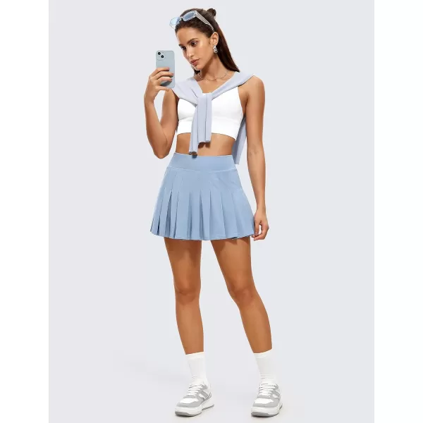 CRZ YOGA Cute Pleated Skirts for Women High Waisted Tennis Golf Skorts with Pockets Casual Athletic Workout SkaterThe Breeze Blue