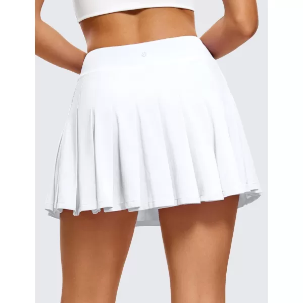 CRZ YOGA Cute Pleated Skirts for Women High Waisted Tennis Golf Skorts with Pockets Casual Athletic Workout SkaterWhite