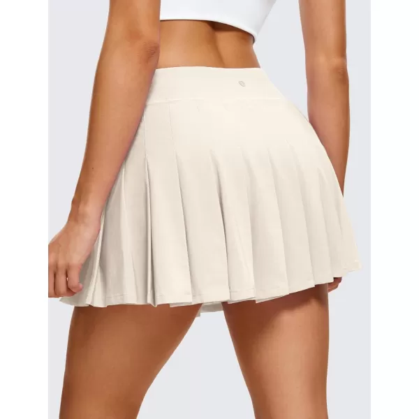 CRZ YOGA Cute Pleated Skirts for Women High Waisted Tennis Golf Skorts with Pockets Casual Athletic Workout SkaterWhite Apricot