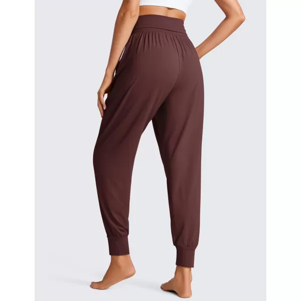 CRZ YOGA Fold Over Yoga Jogger Pants for Women High Waisted Comfy Loose Lounge Harem Pants Sweatpants with PocketsTaupe