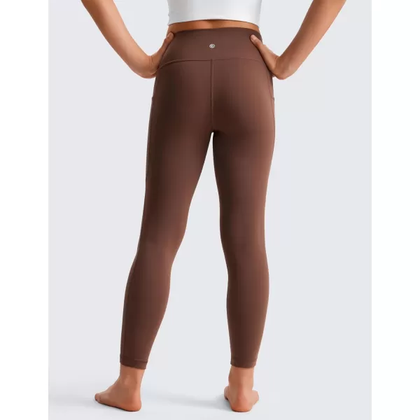 CRZ YOGA Girls Butterluxe Athletic Leggings with Pockets  High Waist Lounge Kids Teen Pants Yoga Active Dance Running TightsCoffee Brown