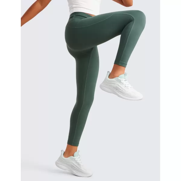 CRZ YOGA Girls Butterluxe Athletic Leggings with Pockets  High Waist Lounge Kids Teen Pants Yoga Active Dance Running TightsDark Forest Green