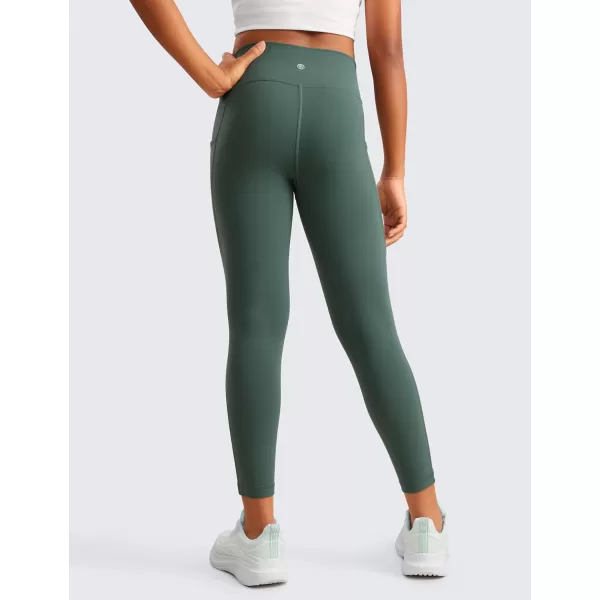 CRZ YOGA Girls Butterluxe Athletic Leggings with Pockets  High Waist Lounge Kids Teen Pants Yoga Active Dance Running TightsDark Forest Green