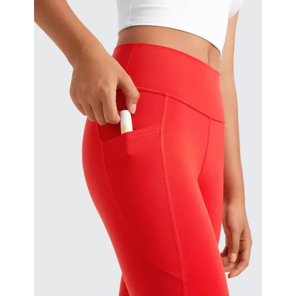 CRZ YOGA Girls Butterluxe Athletic Leggings with Pockets  High Waist Lounge Kids Teen Pants Yoga Active Dance Running TightsDeep Red