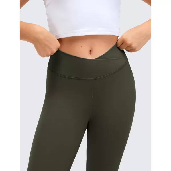 CRZ YOGA Girls Butterluxe Crossover Athletic Leggings  High Waist V Cross Kids Lounge Pants Yoga Active Dance Running TightsRegular Olive Green