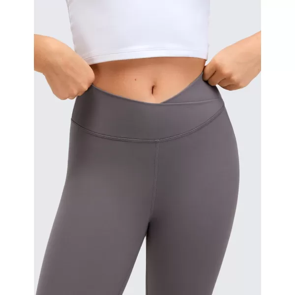 CRZ YOGA Girls Butterluxe Crossover Athletic Leggings  High Waist V Cross Kids Lounge Pants Yoga Active Dance Running TightsRegular Tornado Grey