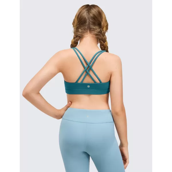 CRZ YOGA Girls Butterluxe Training Bra  Strappy Sports Bra Scoop Neck Yoga Bra for Teens Comfort Dance Crop TopBorealis Green