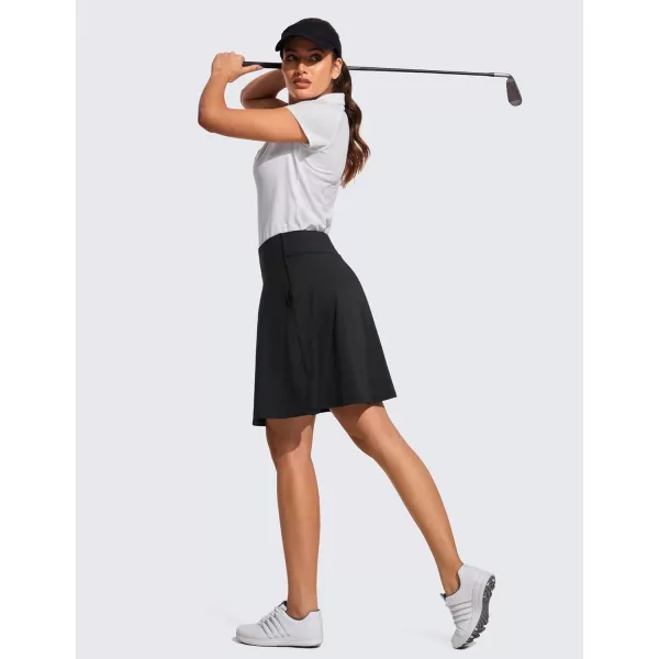 CRZ YOGA Golf Skirts for Women 20 Knee Length Tennis Skirt UPF 50 High Waist Workout Athletic Skirts with PocketsBlack