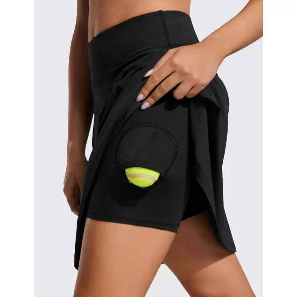 CRZ YOGA Golf Skirts for Women 20 Knee Length Tennis Skirt UPF 50 High Waist Workout Athletic Skirts with PocketsBlack