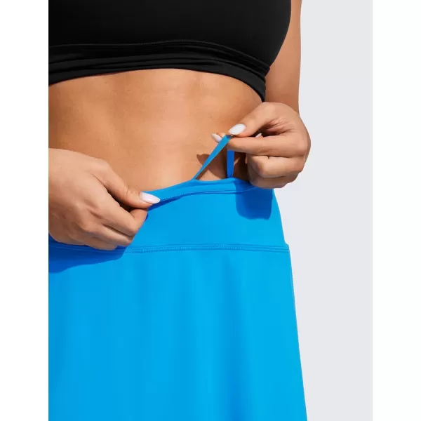 CRZ YOGA Golf Skirts for Women 20 Knee Length Tennis Skirt UPF 50 High Waist Workout Athletic Skirts with PocketsMadagascar Blue