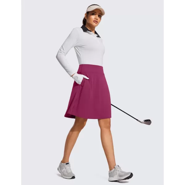 CRZ YOGA Golf Skirts for Women 20 Knee Length Tennis Skirt UPF 50 High Waist Workout Athletic Skirts with PocketsMagenta Purple