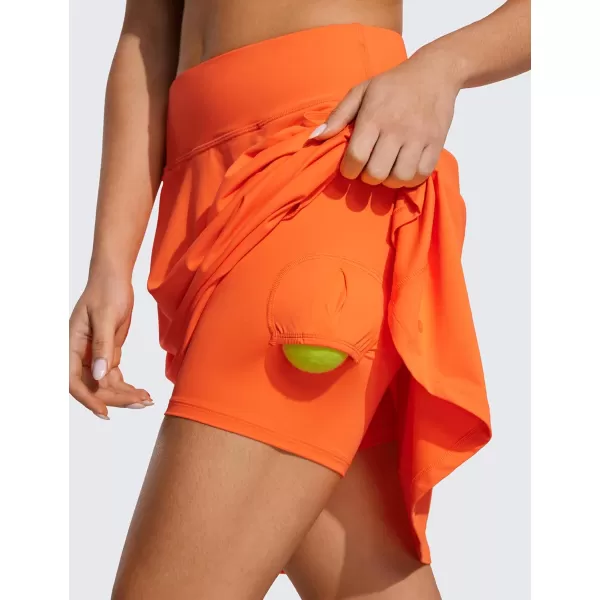 CRZ YOGA Golf Skirts for Women 20 Knee Length Tennis Skirt UPF 50 High Waist Workout Athletic Skirts with PocketsNeon Orange