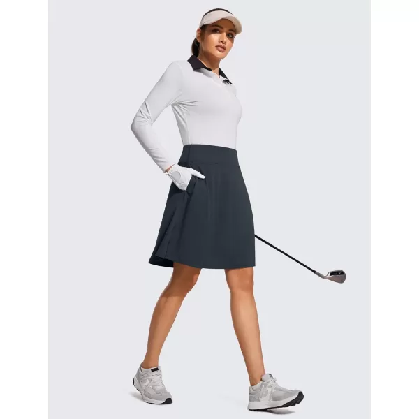 CRZ YOGA Golf Skirts for Women 20 Knee Length Tennis Skirt UPF 50 High Waist Workout Athletic Skirts with PocketsTrue Navy