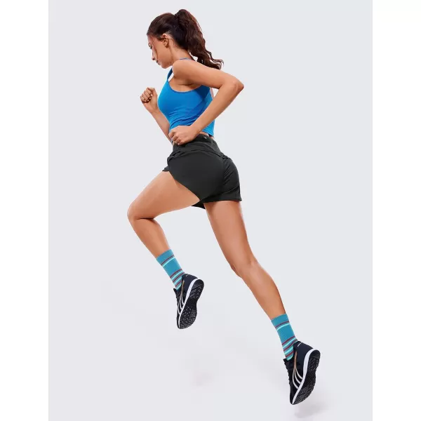 CRZ YOGA High Waisted Running Shorts for Women  254 Liner Gym Athletic Workout Shorts with Pockets Soft Lightweight25  High Waisted Black