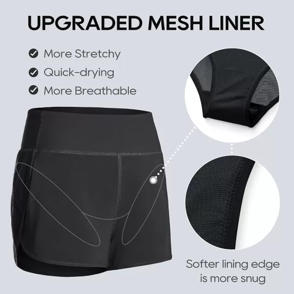 CRZ YOGA High Waisted Running Shorts for Women  254 Liner Gym Athletic Workout Shorts with Pockets Soft Lightweight25  High Waisted Black