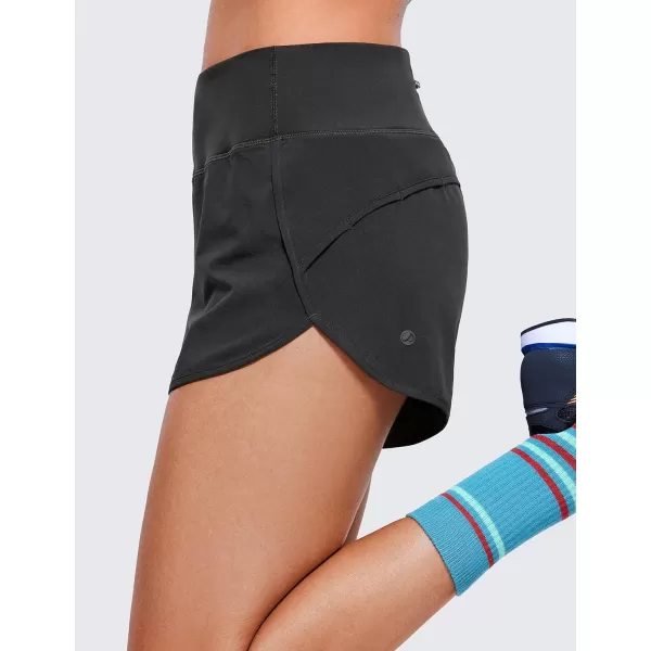 CRZ YOGA High Waisted Running Shorts for Women  254 Liner Gym Athletic Workout Shorts with Pockets Soft Lightweight25  High Waisted Black