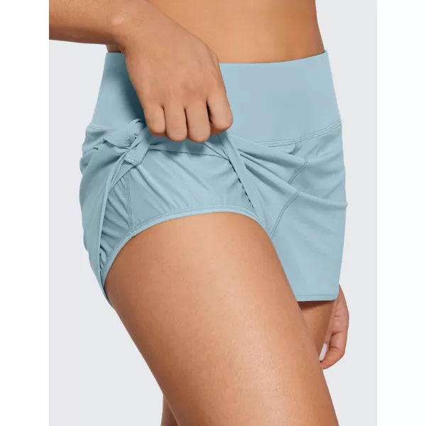 CRZ YOGA High Waisted Running Shorts for Women  254 Liner Gym Athletic Workout Shorts with Pockets Soft Lightweight25  High Waisted Light Grayish Blue