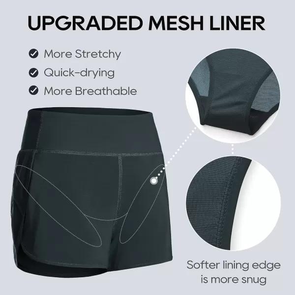 CRZ YOGA High Waisted Running Shorts for Women  254 Liner Gym Athletic Workout Shorts with Pockets Soft Lightweight25  High Waisted Melanite