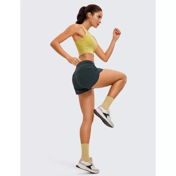 CRZ YOGA High Waisted Running Shorts for Women  254 Liner Gym Athletic Workout Shorts with Pockets Soft Lightweight25  High Waisted Melanite
