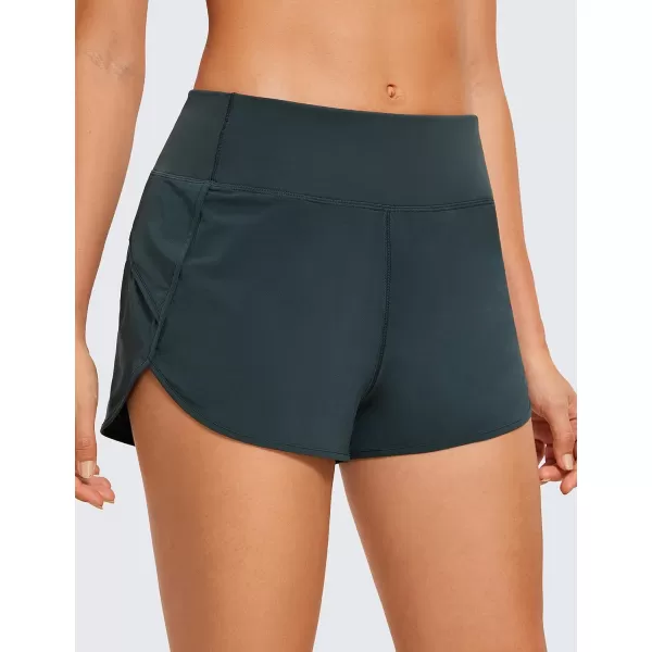 CRZ YOGA High Waisted Running Shorts for Women  254 Liner Gym Athletic Workout Shorts with Pockets Soft Lightweight25  High Waisted Melanite