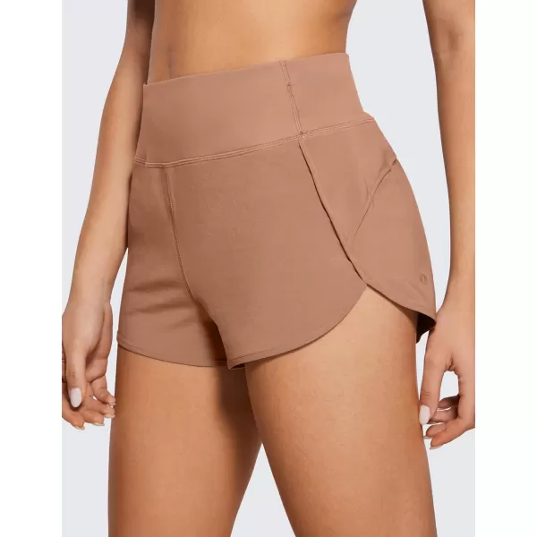 CRZ YOGA High Waisted Running Shorts for Women  254 Liner Gym Athletic Workout Shorts with Pockets Soft Lightweight25  High Waisted Mocha Mousse