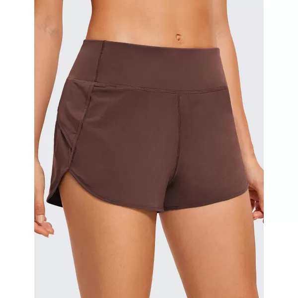 CRZ YOGA High Waisted Running Shorts for Women  254 Liner Gym Athletic Workout Shorts with Pockets Soft Lightweight25  High Waisted Taupe