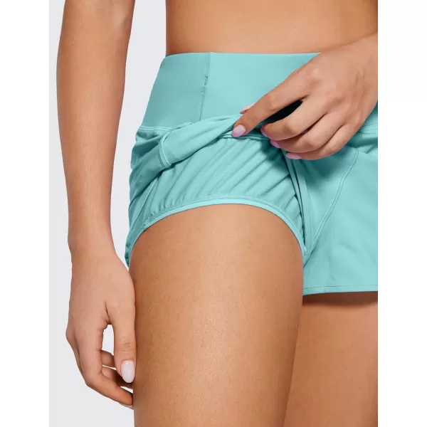 CRZ YOGA High Waisted Running Shorts for Women  254 Liner Gym Athletic Workout Shorts with Pockets Soft Lightweight25  High Waisted Turquoise