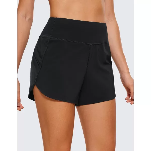 CRZ YOGA High Waisted Running Shorts for Women  254 Liner Gym Athletic Workout Shorts with Pockets Soft Lightweight4  High Waisted Black