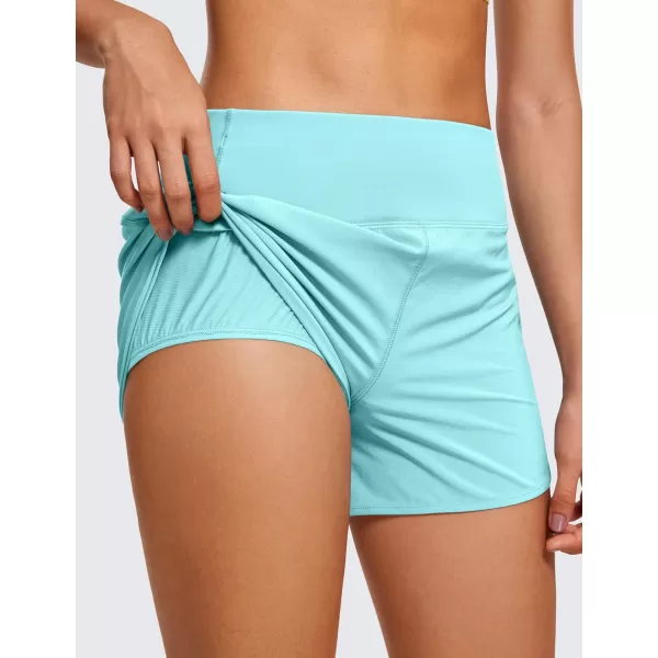 CRZ YOGA High Waisted Running Shorts for Women  254 Liner Gym Athletic Workout Shorts with Pockets Soft Lightweight4  High Waisted Turquoise