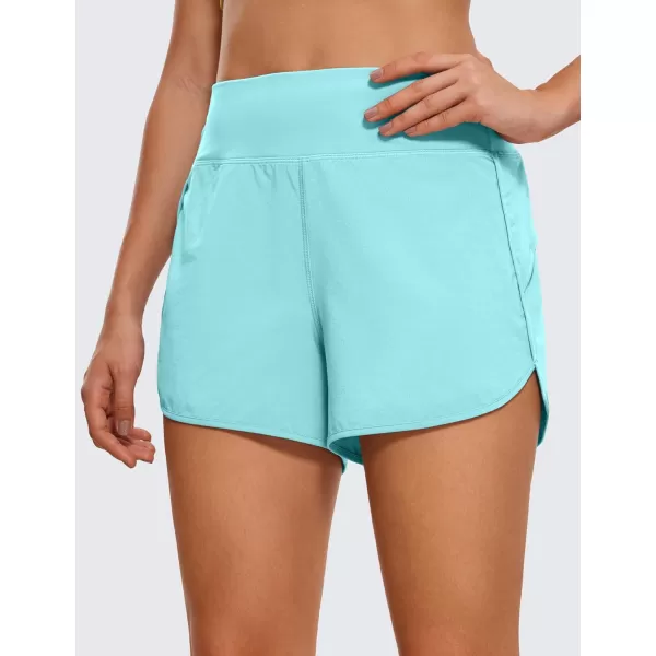 CRZ YOGA High Waisted Running Shorts for Women  254 Liner Gym Athletic Workout Shorts with Pockets Soft Lightweight4  High Waisted Turquoise
