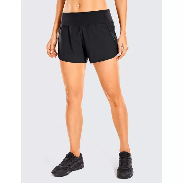 CRZ YOGA High Waisted Running Shorts for Women  254 Liner Gym Athletic Workout Shorts with Pockets Soft Lightweight4  Mid Waisted Black