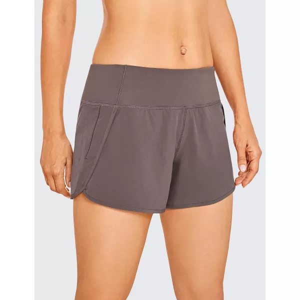 CRZ YOGA High Waisted Running Shorts for Women  254 Liner Gym Athletic Workout Shorts with Pockets Soft Lightweight4  Mid Waisted Brown Rock