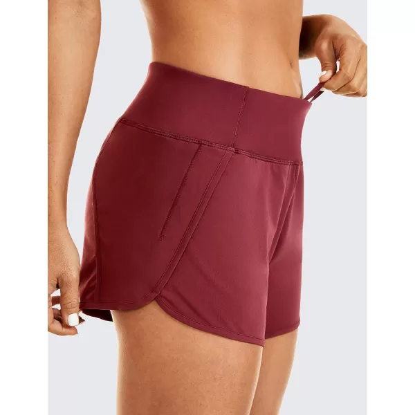 CRZ YOGA High Waisted Running Shorts for Women  254 Liner Gym Athletic Workout Shorts with Pockets Soft Lightweight4  Mid Waisted Burgundy