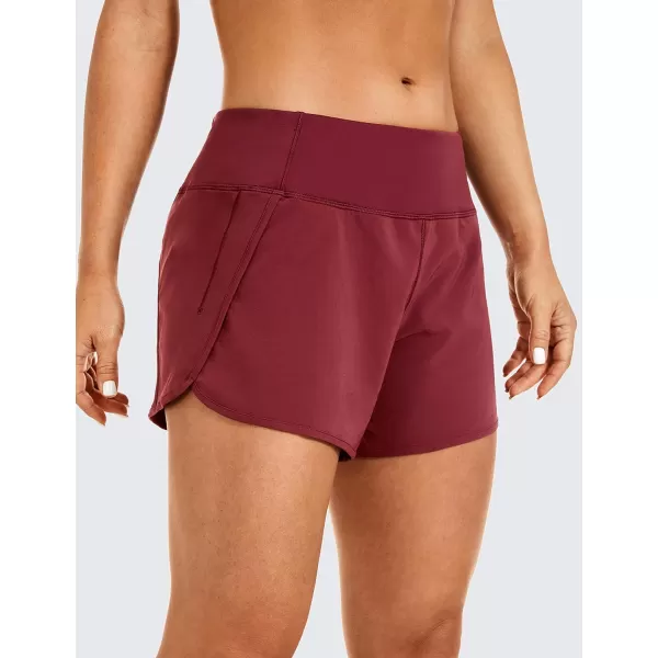 CRZ YOGA High Waisted Running Shorts for Women  254 Liner Gym Athletic Workout Shorts with Pockets Soft Lightweight4  Mid Waisted Burgundy