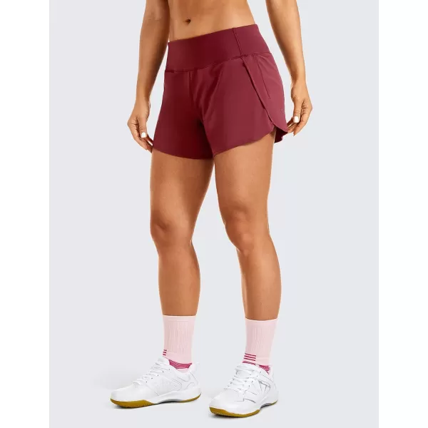 CRZ YOGA High Waisted Running Shorts for Women  254 Liner Gym Athletic Workout Shorts with Pockets Soft Lightweight4  Mid Waisted Burgundy