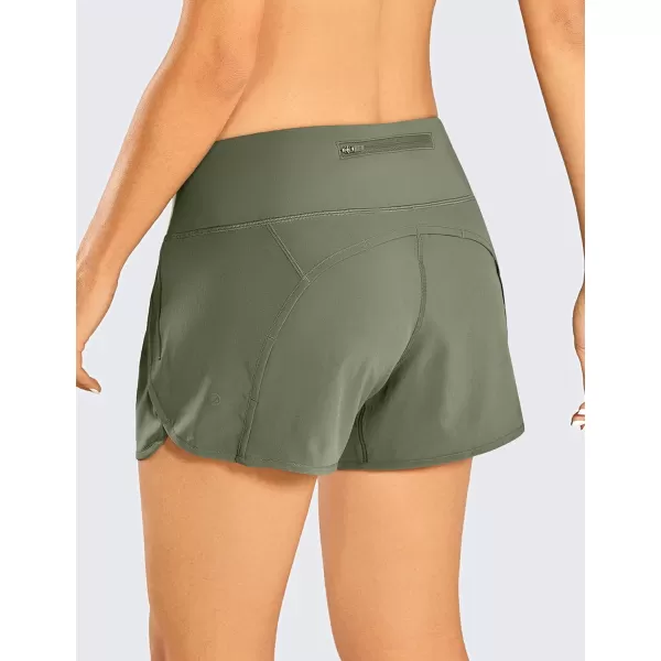 CRZ YOGA High Waisted Running Shorts for Women  254 Liner Gym Athletic Workout Shorts with Pockets Soft Lightweight4  Mid Waisted Grey Sage