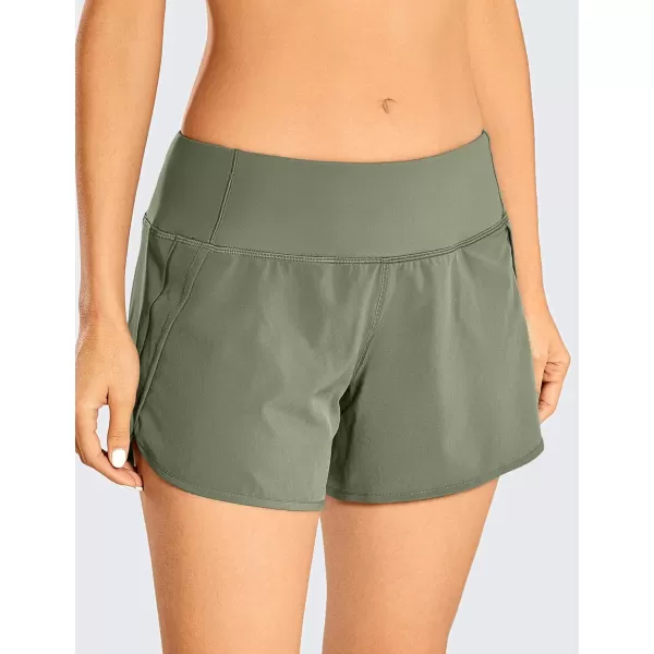 CRZ YOGA High Waisted Running Shorts for Women  254 Liner Gym Athletic Workout Shorts with Pockets Soft Lightweight4  Mid Waisted Grey Sage