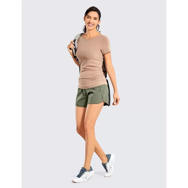 CRZ YOGA High Waisted Running Shorts for Women  254 Liner Gym Athletic Workout Shorts with Pockets Soft Lightweight4  Mid Waisted Grey Sage
