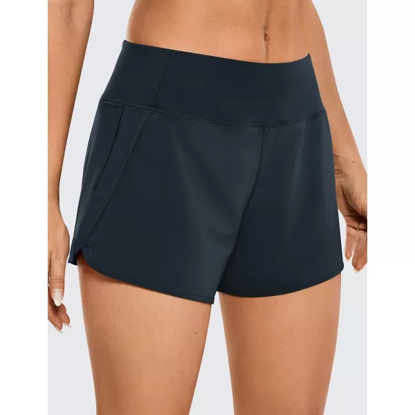 CRZ YOGA High Waisted Running Shorts for Women  254 Liner Gym Athletic Workout Shorts with Pockets Soft Lightweight4  Mid Waisted Ink Blue