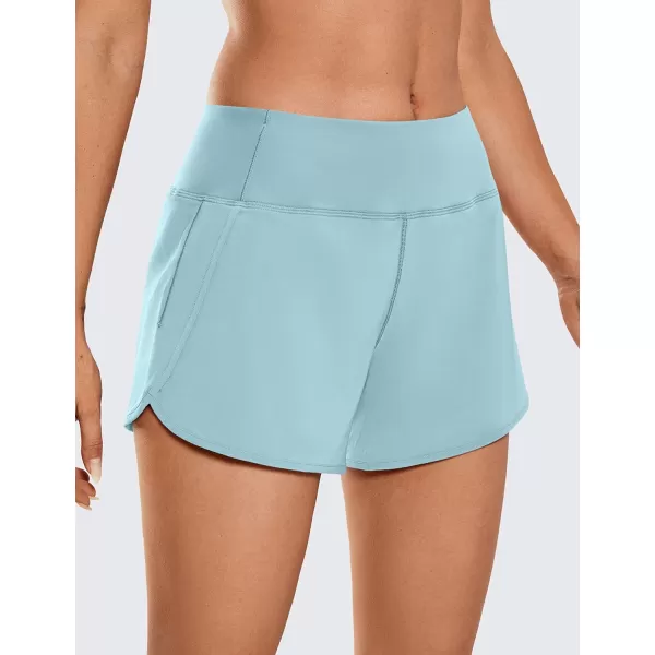 CRZ YOGA High Waisted Running Shorts for Women  254 Liner Gym Athletic Workout Shorts with Pockets Soft Lightweight4  Mid Waisted Light Grayish Blue