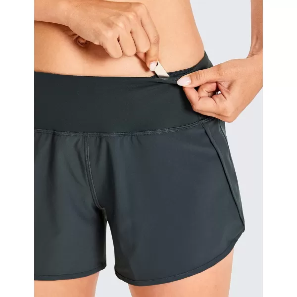 CRZ YOGA High Waisted Running Shorts for Women  254 Liner Gym Athletic Workout Shorts with Pockets Soft Lightweight4  Mid Waisted Melanite
