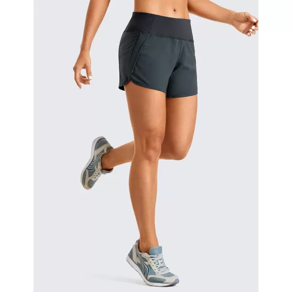 CRZ YOGA High Waisted Running Shorts for Women  254 Liner Gym Athletic Workout Shorts with Pockets Soft Lightweight4  Mid Waisted Melanite