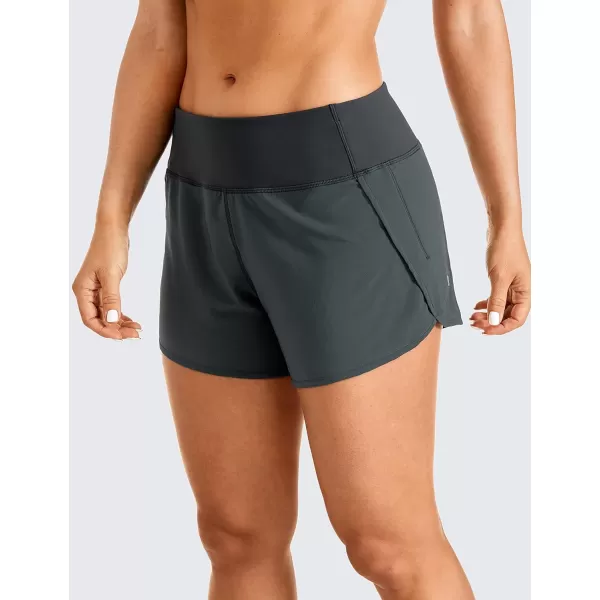 CRZ YOGA High Waisted Running Shorts for Women  254 Liner Gym Athletic Workout Shorts with Pockets Soft Lightweight4  Mid Waisted Melanite