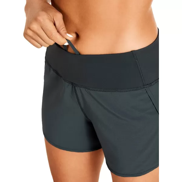 CRZ YOGA High Waisted Running Shorts for Women  254 Liner Gym Athletic Workout Shorts with Pockets Soft Lightweight4  Mid Waisted Melanite