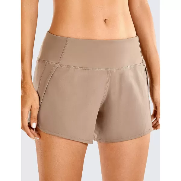 CRZ YOGA High Waisted Running Shorts for Women  254 Liner Gym Athletic Workout Shorts with Pockets Soft Lightweight4  Mid Waisted Mineral Brown