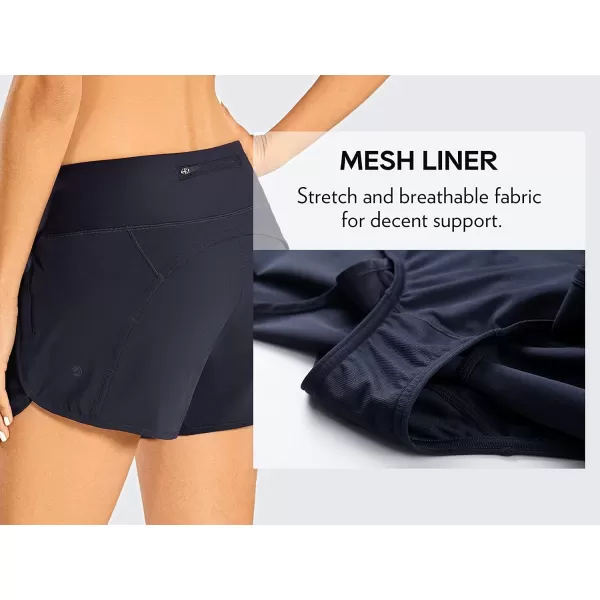 CRZ YOGA High Waisted Running Shorts for Women  254 Liner Gym Athletic Workout Shorts with Pockets Soft Lightweight4  Mid Waisted Navy