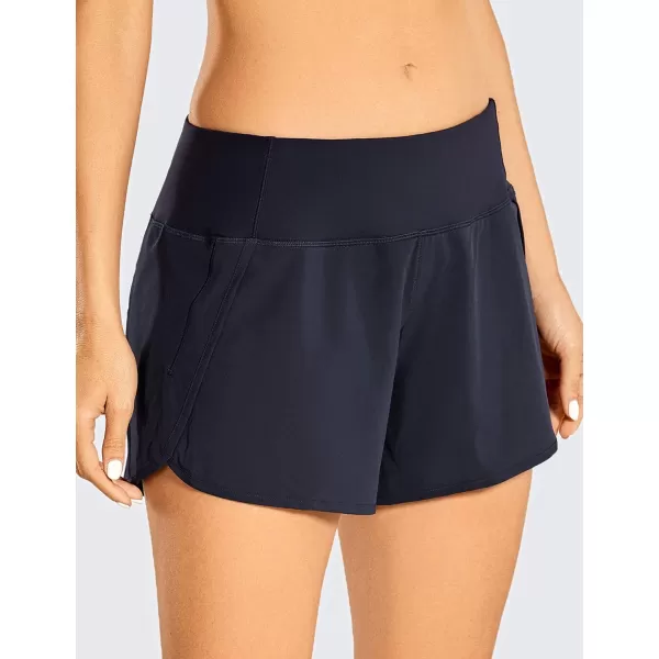 CRZ YOGA High Waisted Running Shorts for Women  254 Liner Gym Athletic Workout Shorts with Pockets Soft Lightweight4  Mid Waisted Navy