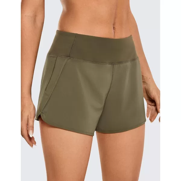 CRZ YOGA High Waisted Running Shorts for Women  254 Liner Gym Athletic Workout Shorts with Pockets Soft Lightweight4  Mid Waisted Olive Yellow