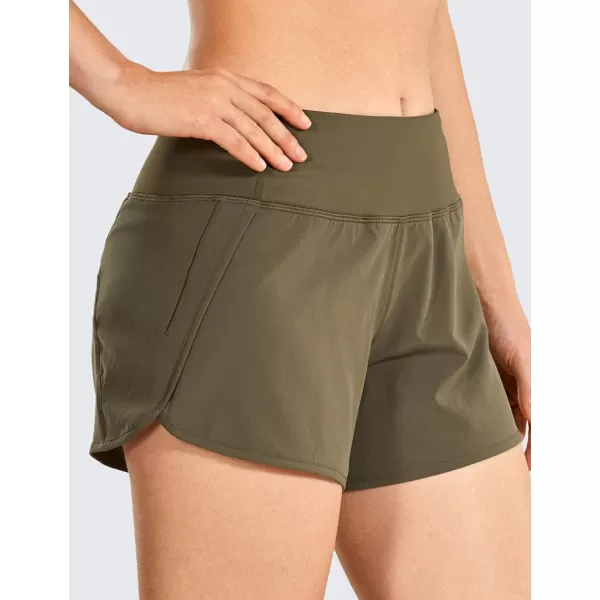 CRZ YOGA High Waisted Running Shorts for Women  254 Liner Gym Athletic Workout Shorts with Pockets Soft Lightweight4  Mid Waisted Olive Yellow